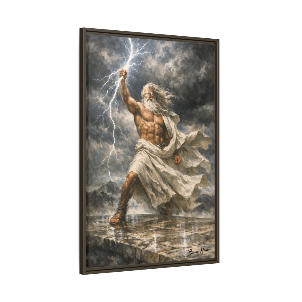 Framed Matte Canvas - Zeus Lightning God Wall Art