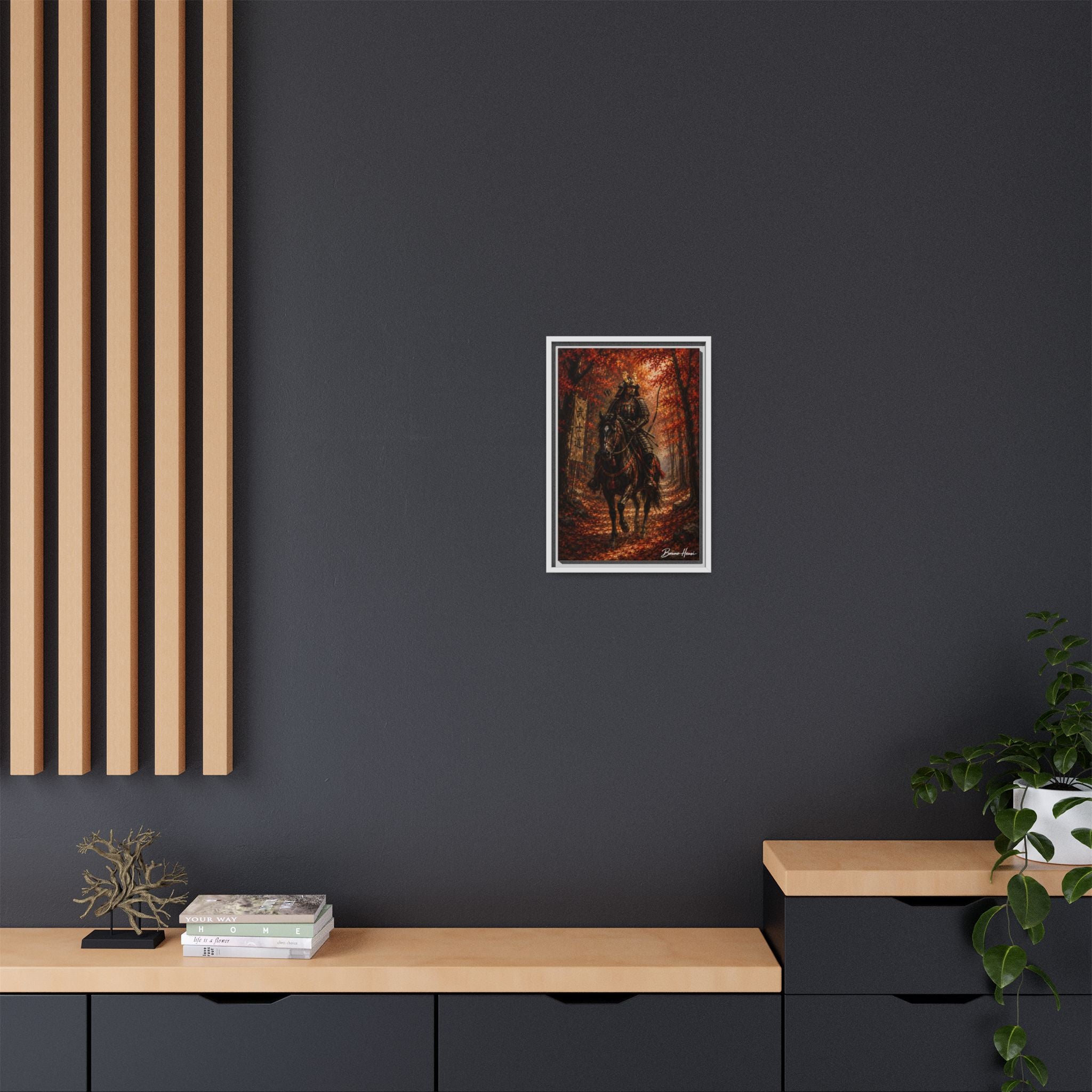 Samurai Warrior Canvas Print — Framed Matte Autumn Wall Art