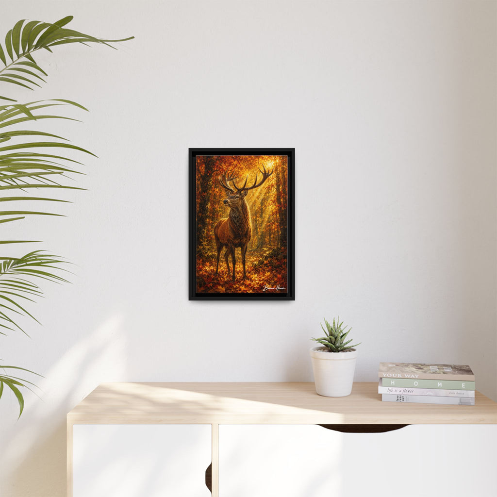 Majestic Stag Framed Canvas Wall Art — Autumn Forest Matte Print