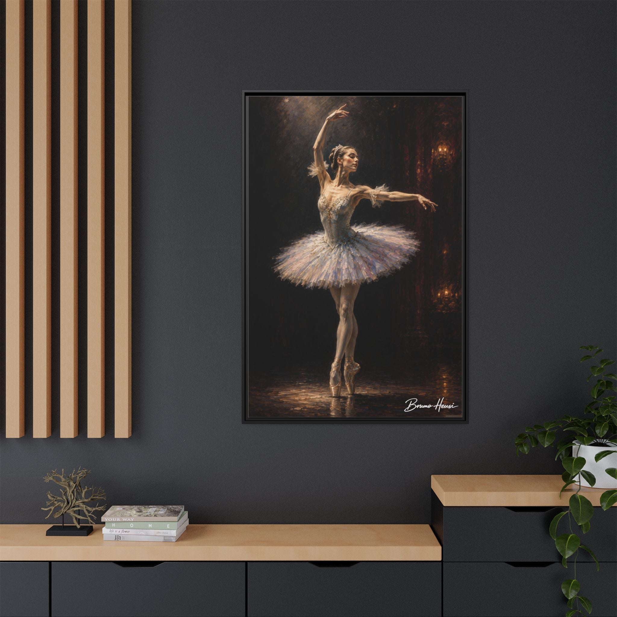 Framed Ballet Dancer Canvas Print — Elegant Ballerina Wall Art