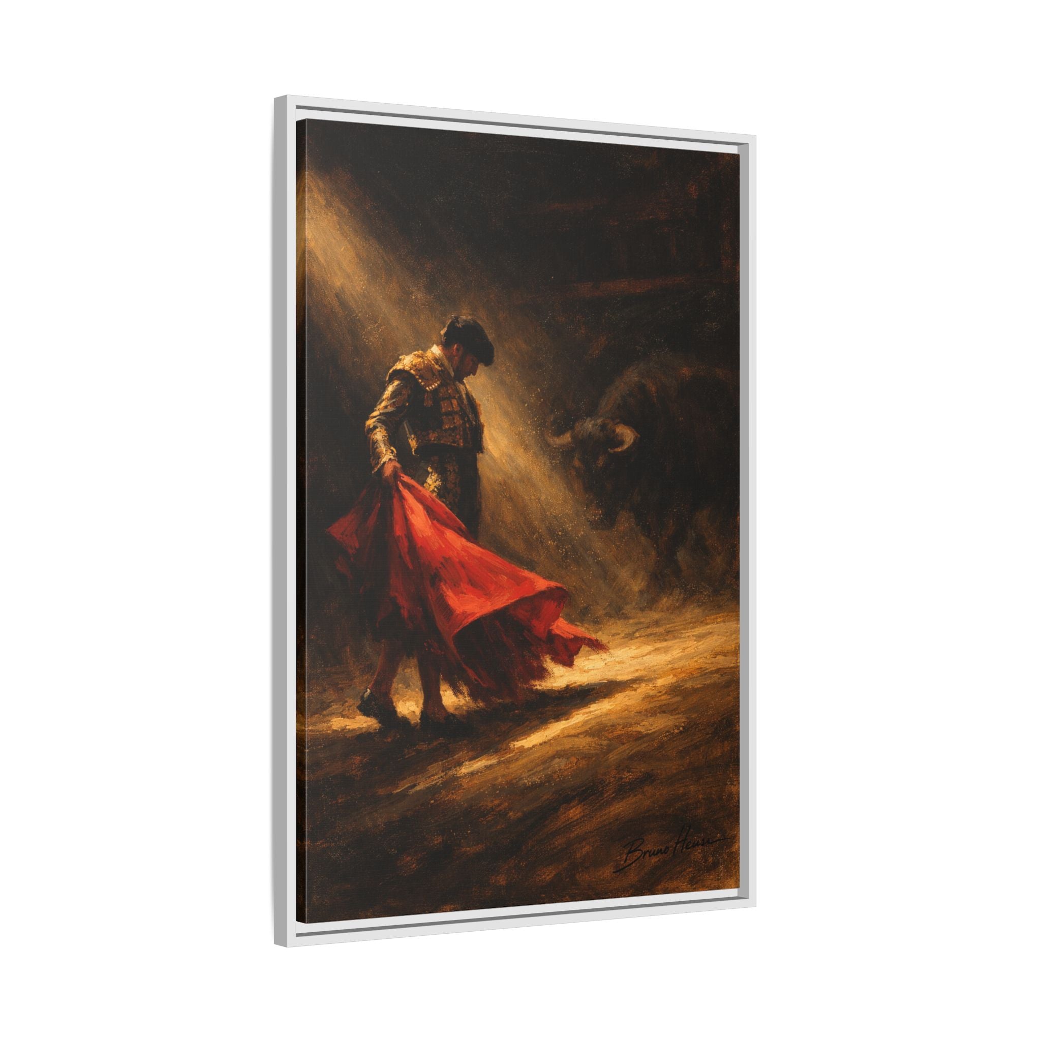 Matador Canvas Wall Art – Classic Spanish Bullfighting Scene Framed Print