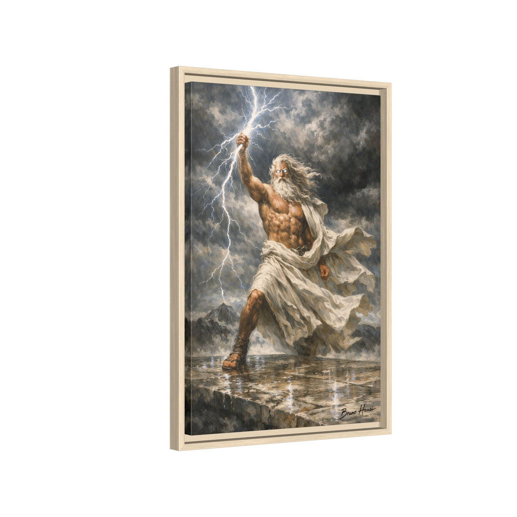 Framed Matte Canvas - Zeus Lightning God Wall Art
