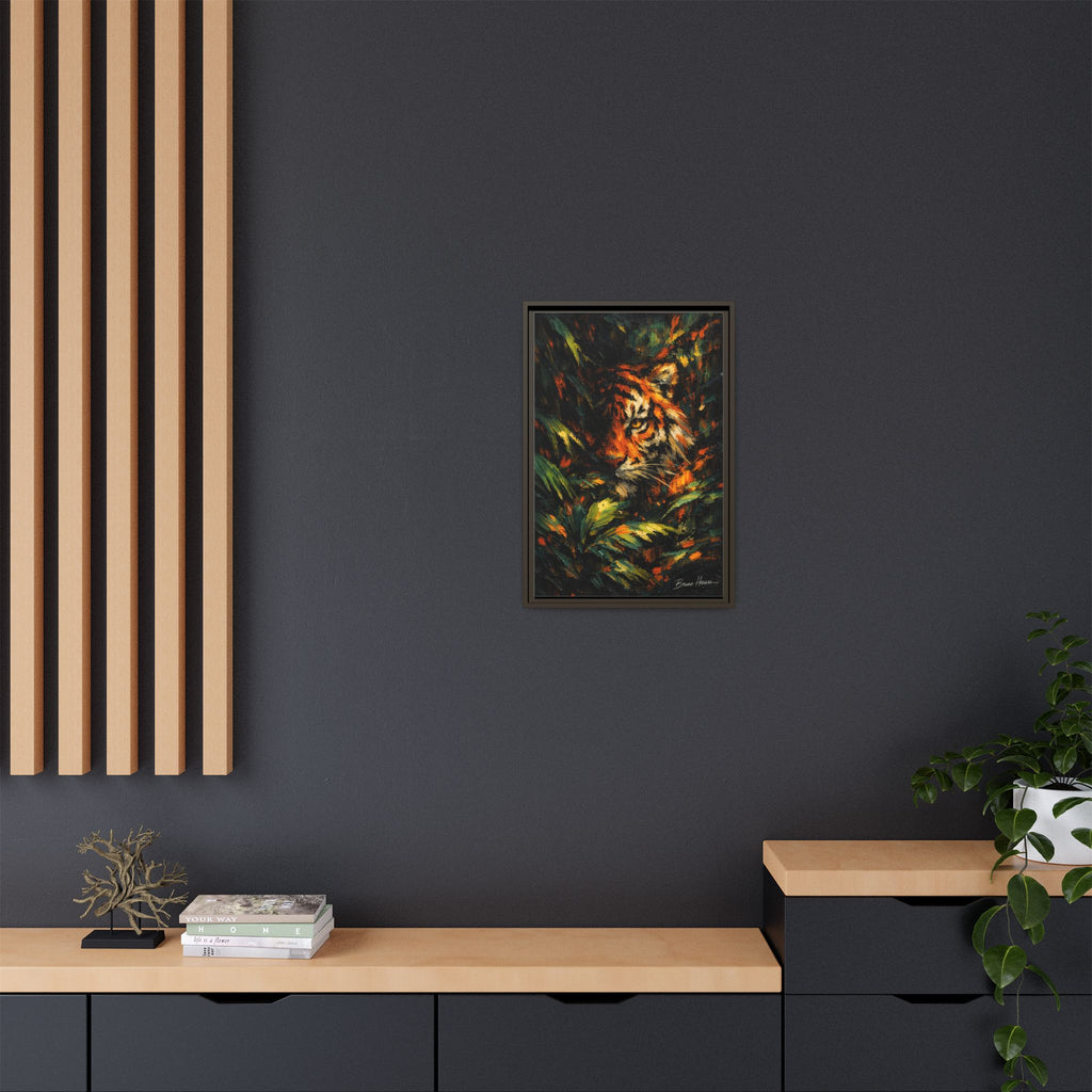 Framed Matte Canvas - Vibrant Tiger Jungle Print