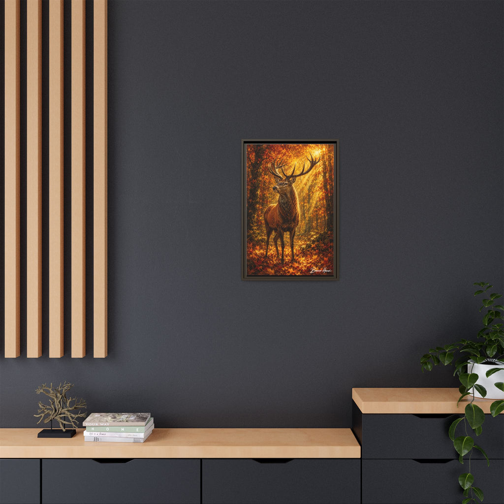 Majestic Stag Framed Canvas Wall Art — Autumn Forest Matte Print