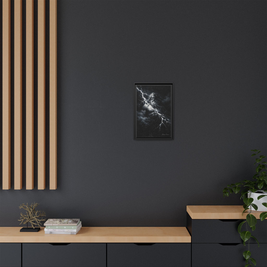 Zeus Lightning God Framed Canvas Wall Art — Stormy Mythology Print