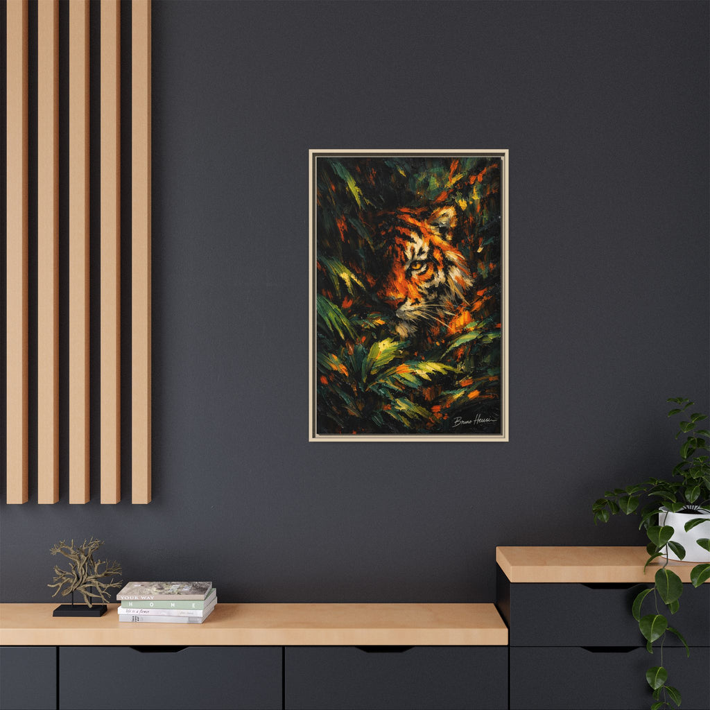 Framed Matte Canvas - Vibrant Tiger Jungle Print