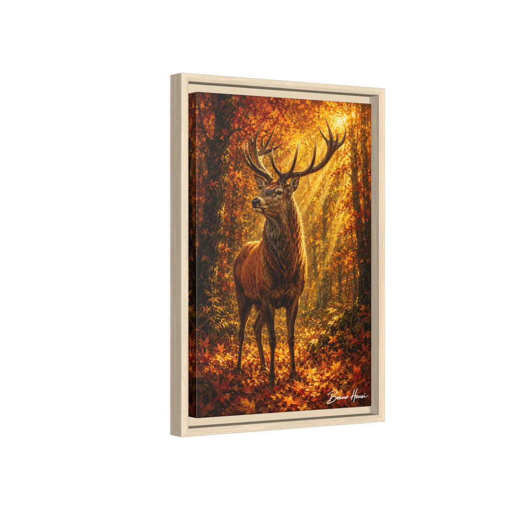 Majestic Stag Framed Canvas Wall Art — Autumn Forest Matte Print