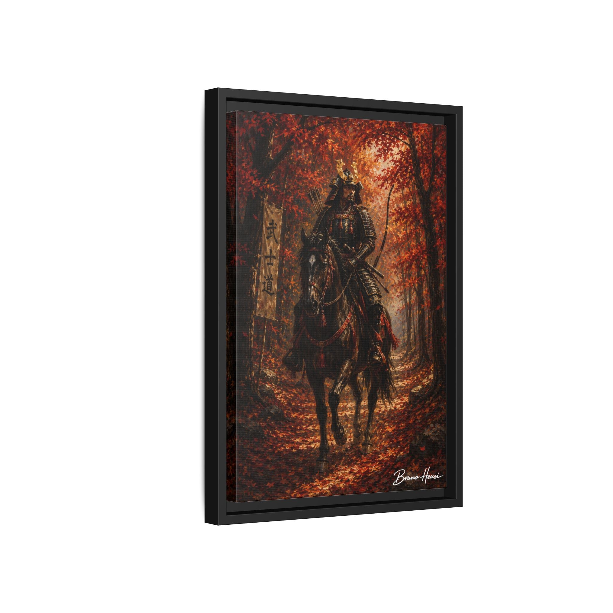 Samurai Warrior Canvas Print — Framed Matte Autumn Wall Art