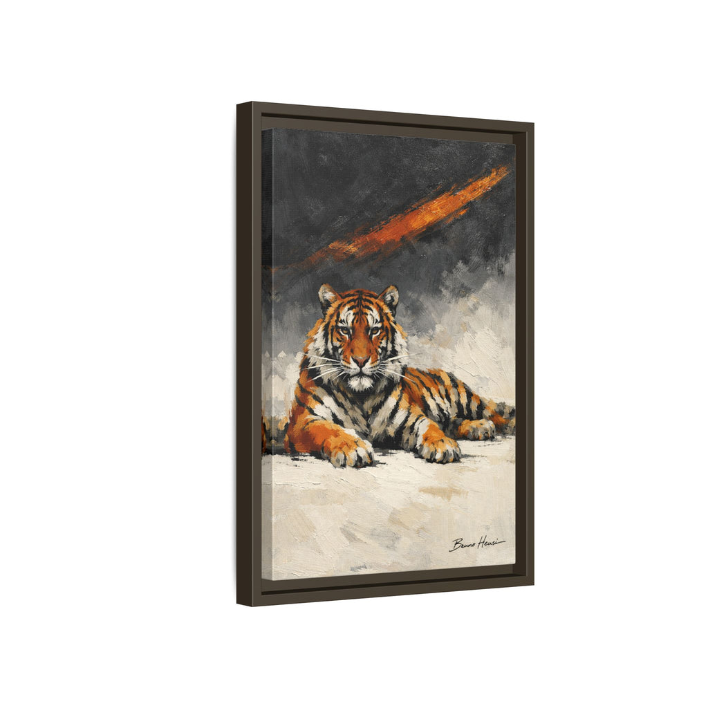 Framed Tiger Canvas Wall Art — Majestic Orange & Gray Matte Print