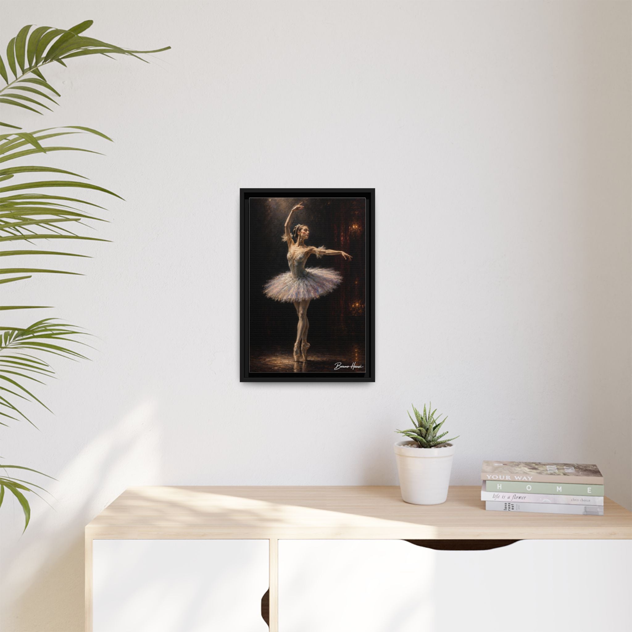 Framed Ballet Dancer Canvas Print — Elegant Ballerina Wall Art