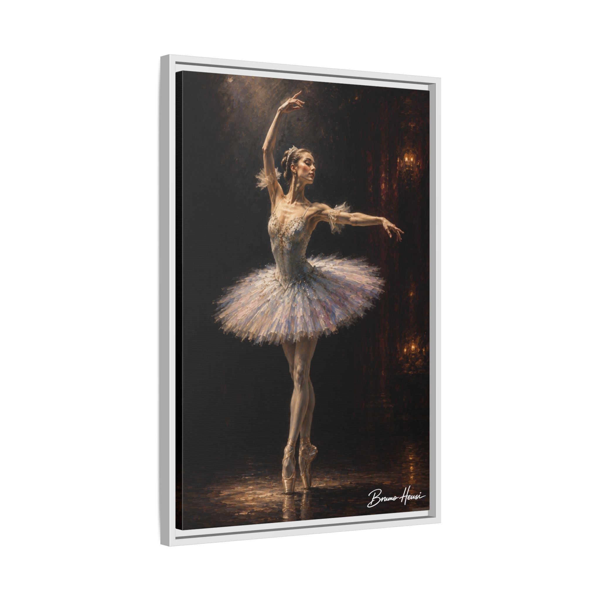 Framed Ballet Dancer Canvas Print — Elegant Ballerina Wall Art
