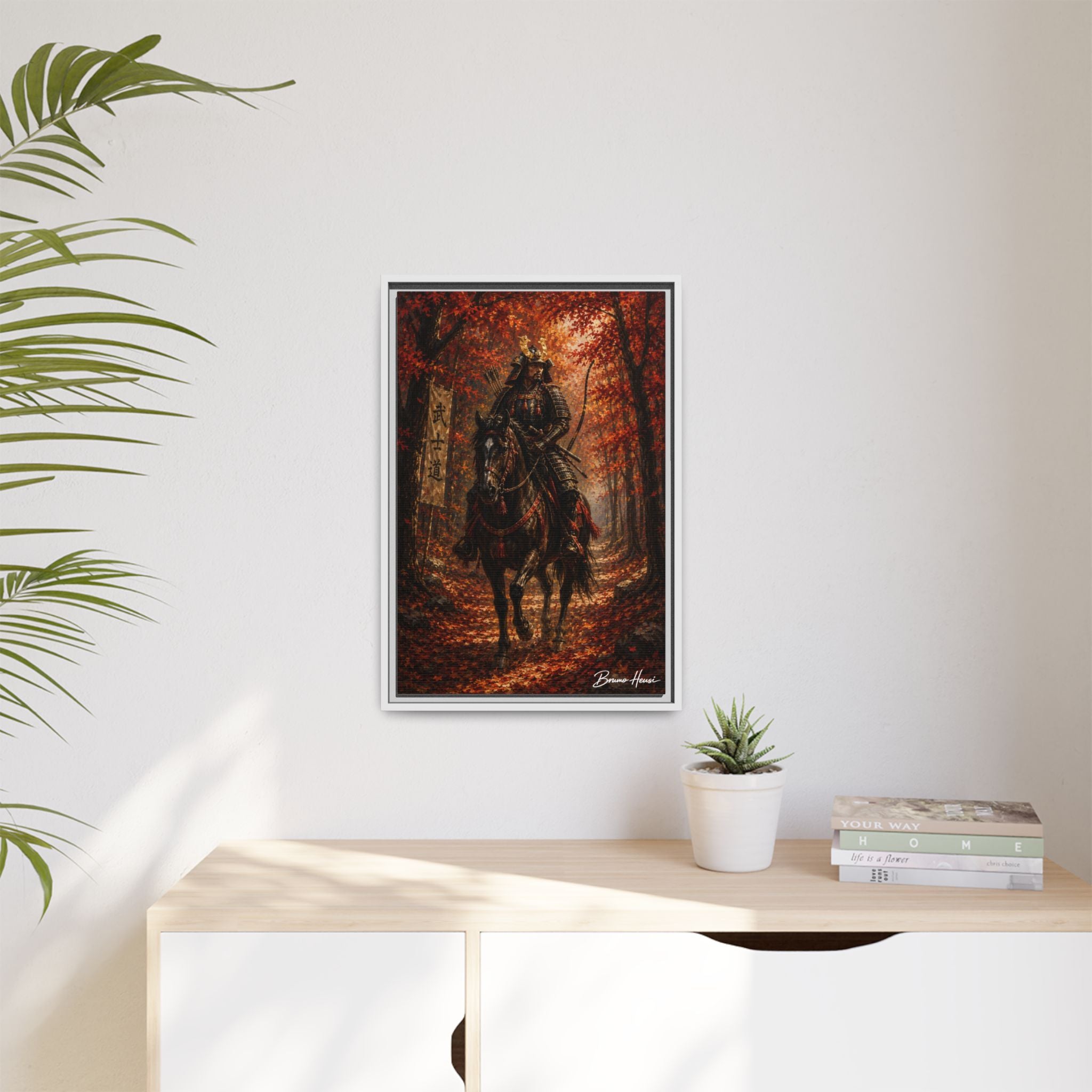 Samurai Warrior Canvas Print — Framed Matte Autumn Wall Art