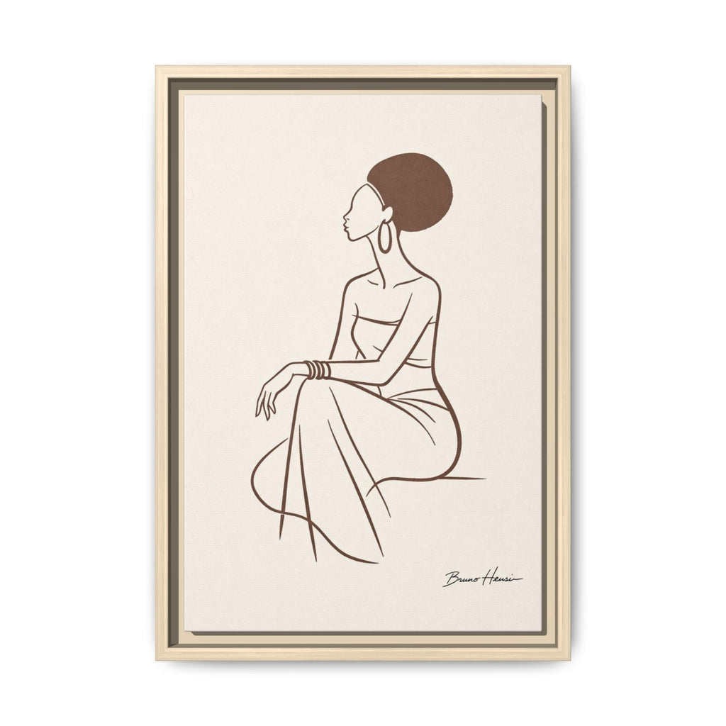 Elegant Minimalist Line Art Woman — Framed Matte Canvas Wall Art