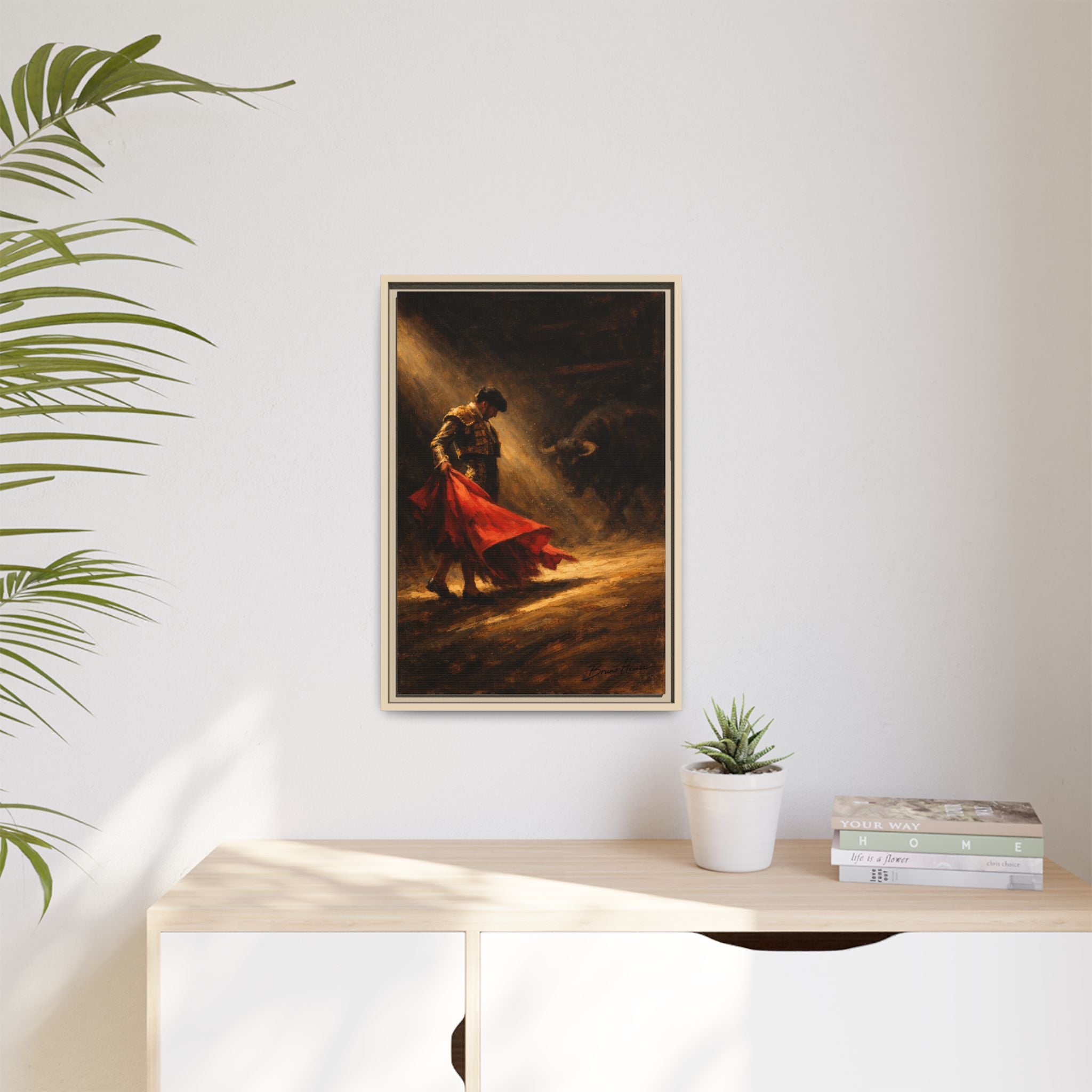 Matador Canvas Wall Art – Classic Spanish Bullfighting Scene Framed Print