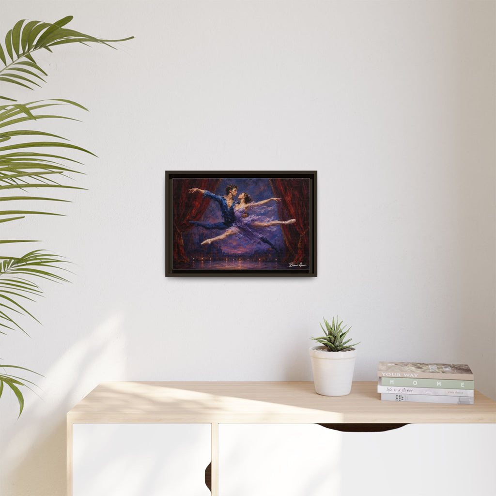 Framed Ballet Canvas Print — Romantic Dancing Couple Wall Art