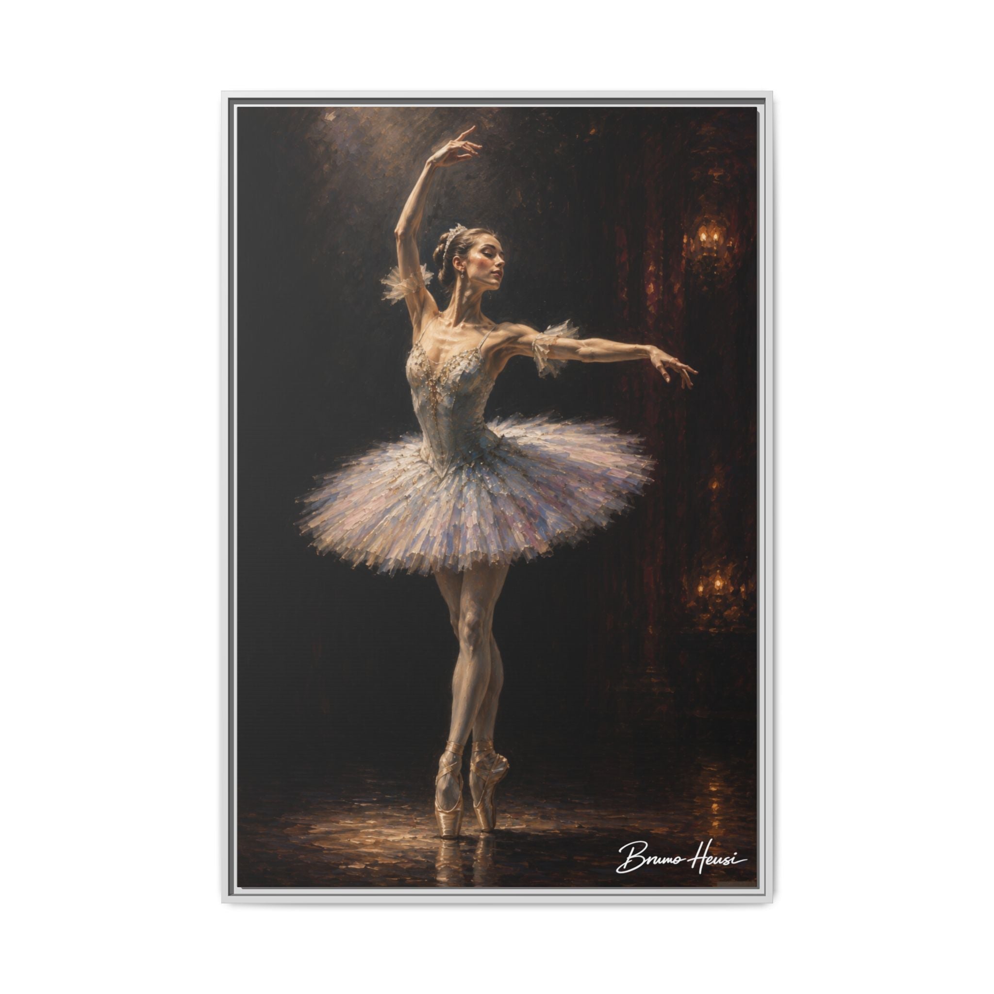 Framed Ballet Dancer Canvas Print — Elegant Ballerina Wall Art