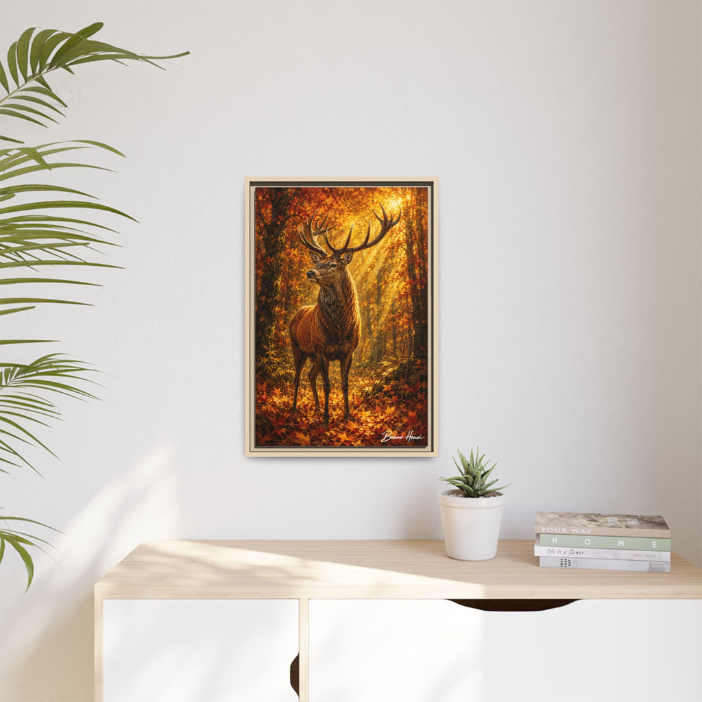 Majestic Stag Framed Canvas Wall Art — Autumn Forest Matte Print