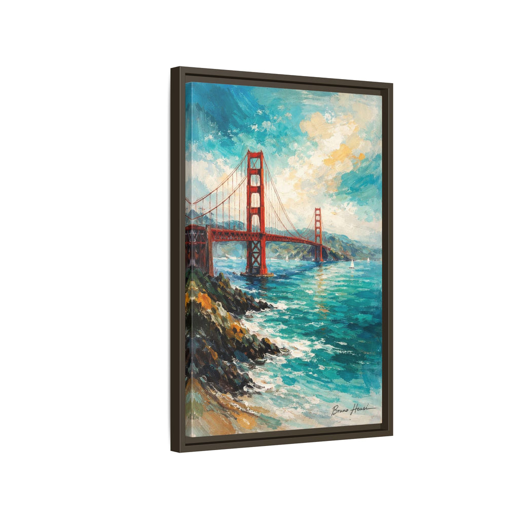 Golden Gate Bridge Seascape Matte Canvas Framed Wall Art