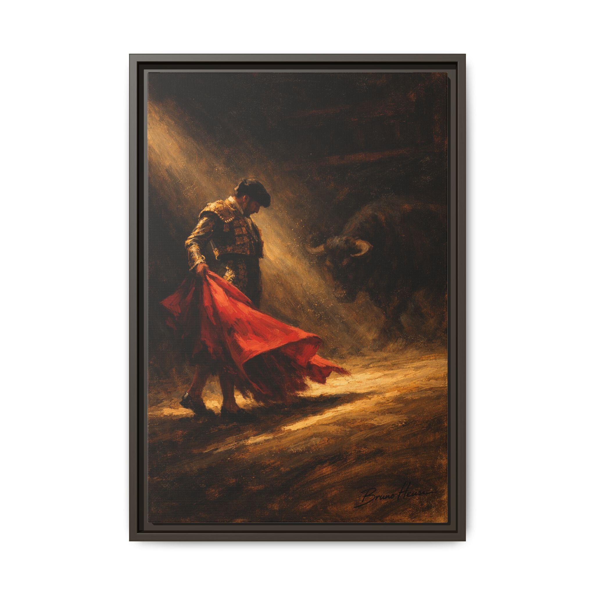 Matador Canvas Wall Art – Classic Spanish Bullfighting Scene Framed Print