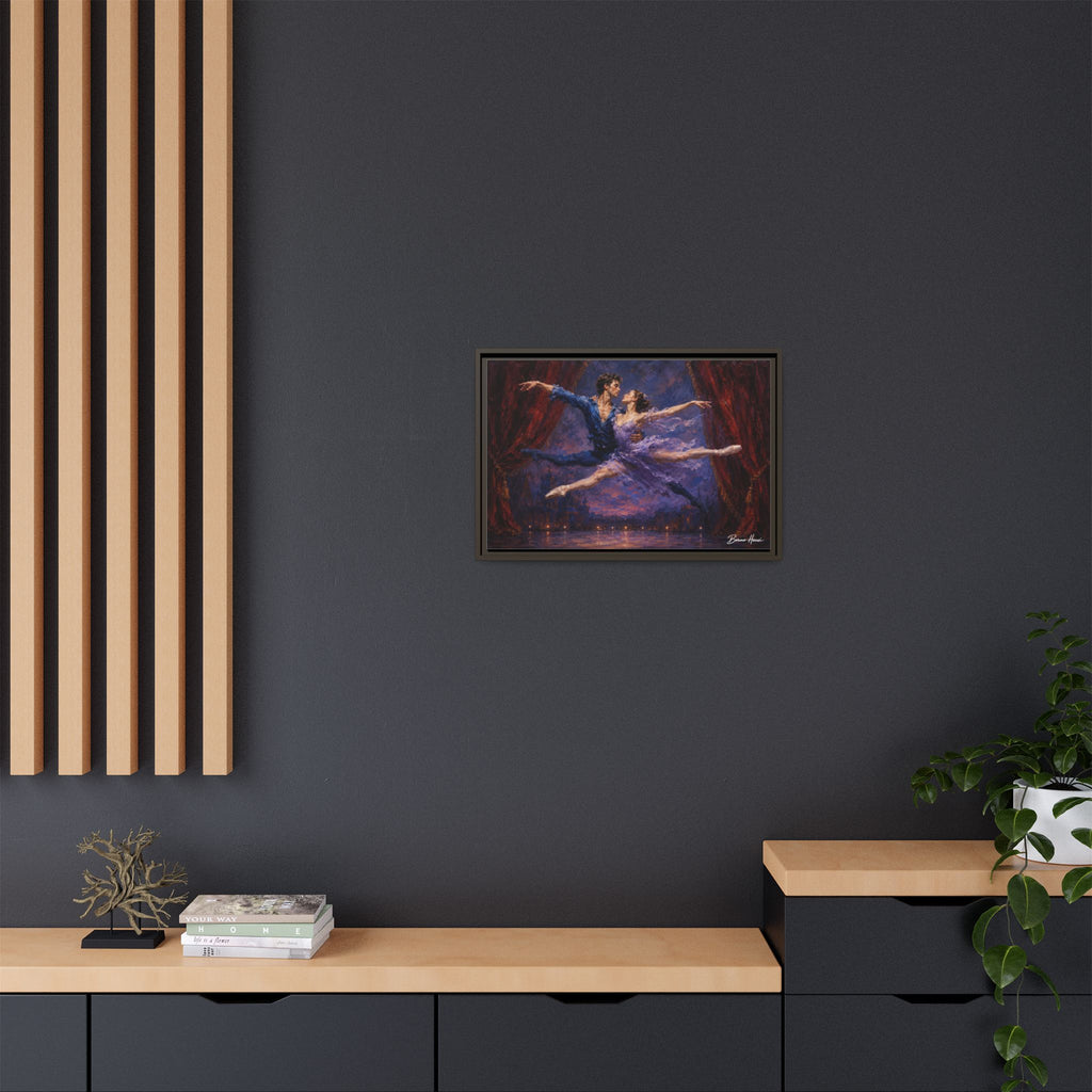 Framed Ballet Canvas Print — Romantic Dancing Couple Wall Art