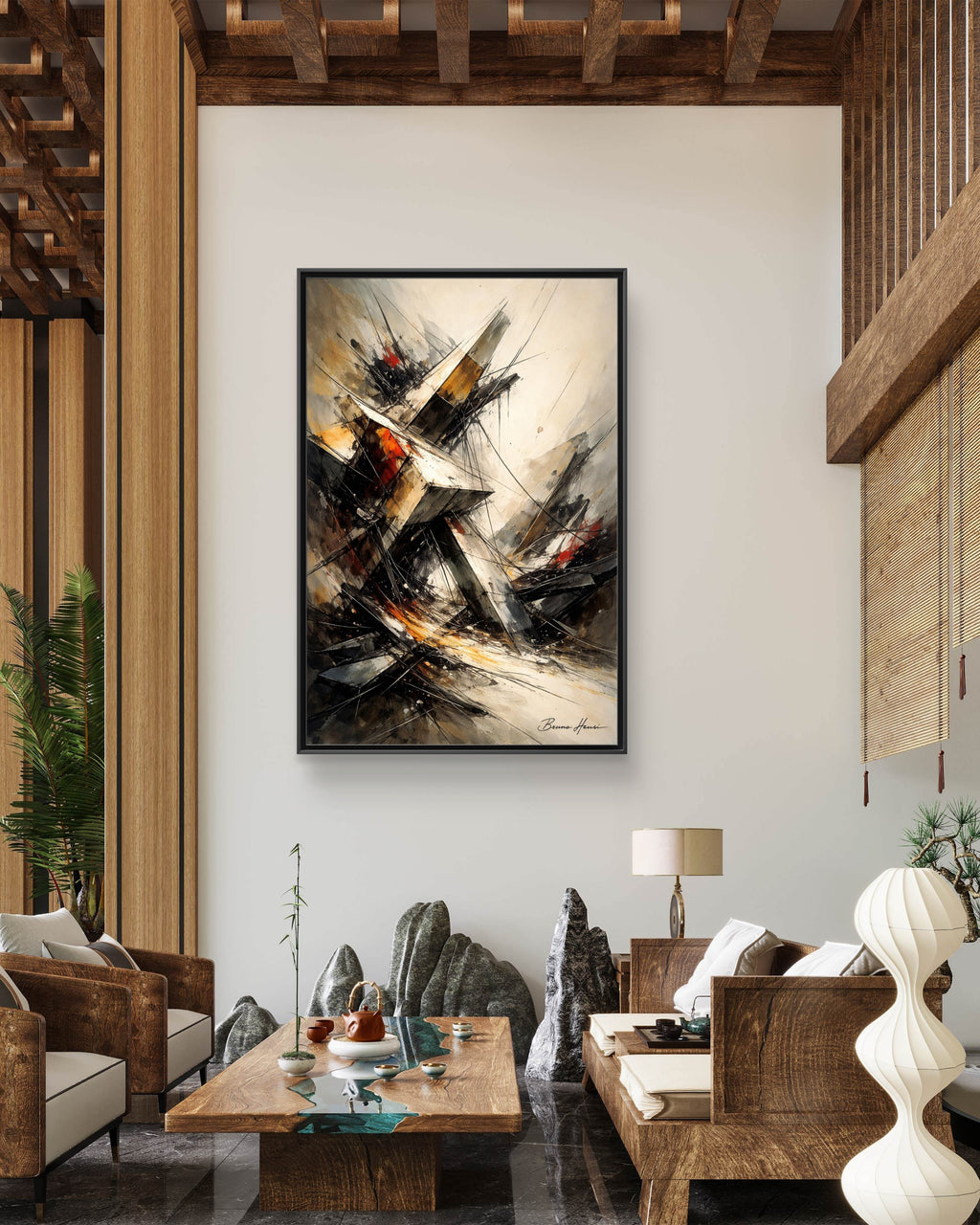 Abstract Shipwreck Matte Canvas Framed Wall Art
