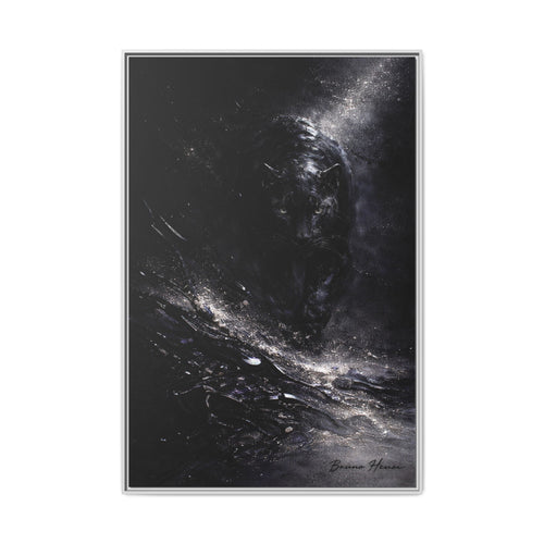 Cosmic Black Panther Matte Framed Canvas – Dark Abstract Wildlife Wall Art