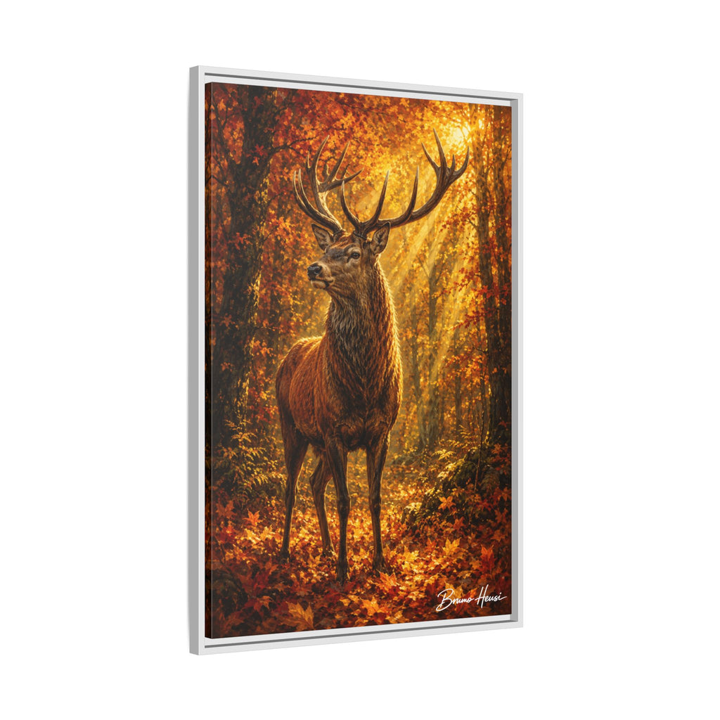 Majestic Stag Framed Canvas Wall Art — Autumn Forest Matte Print