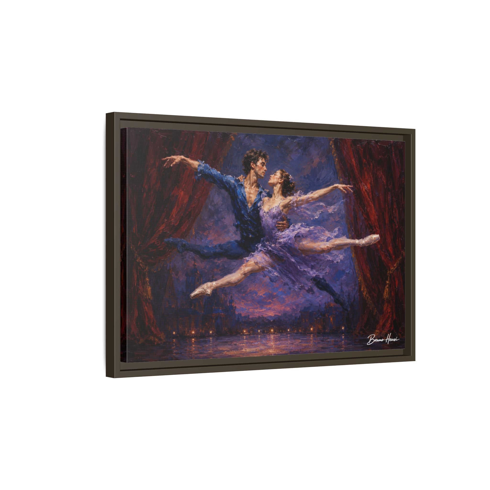 Framed Ballet Canvas Print — Romantic Dancing Couple Wall Art