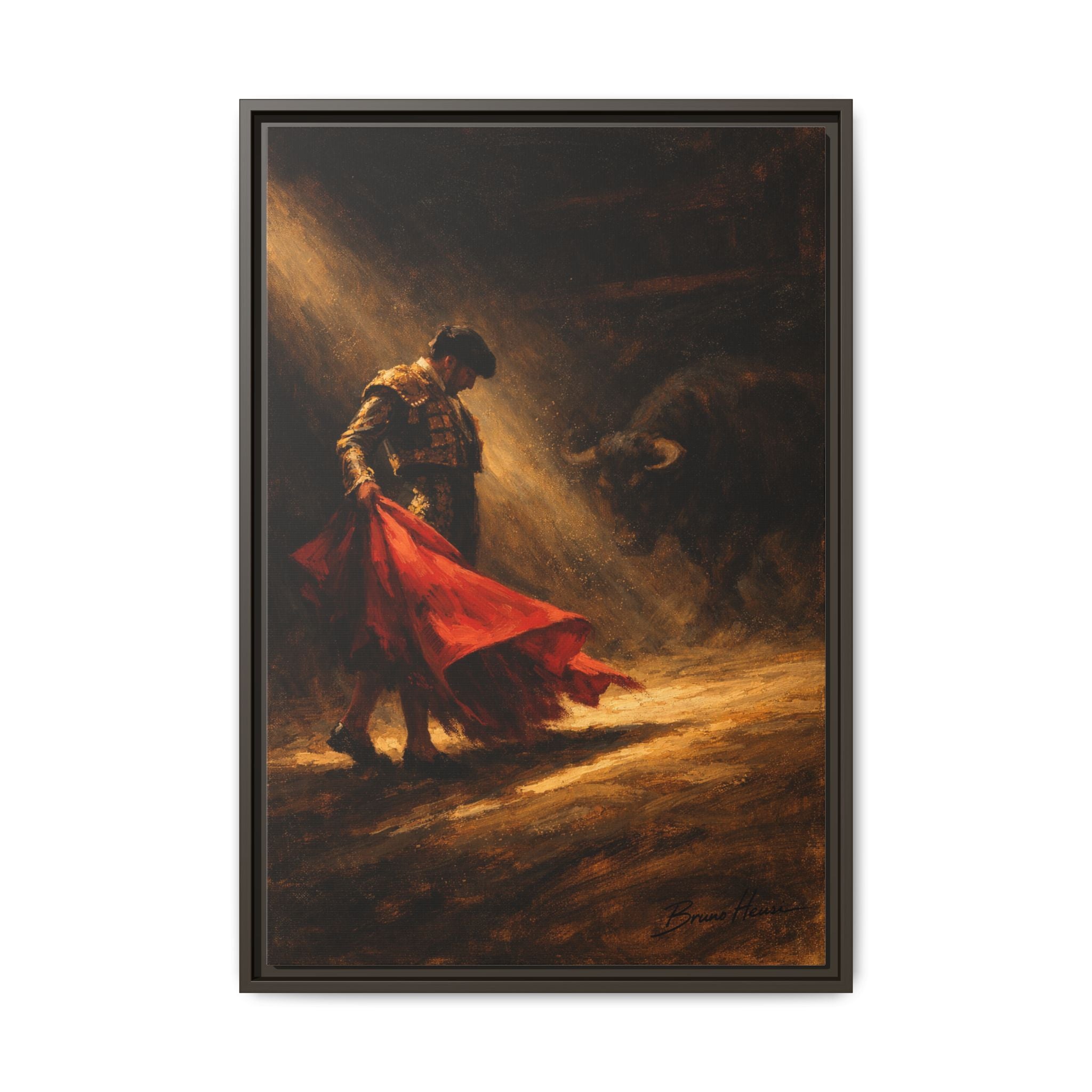 Matador Canvas Wall Art – Classic Spanish Bullfighting Scene Framed Print