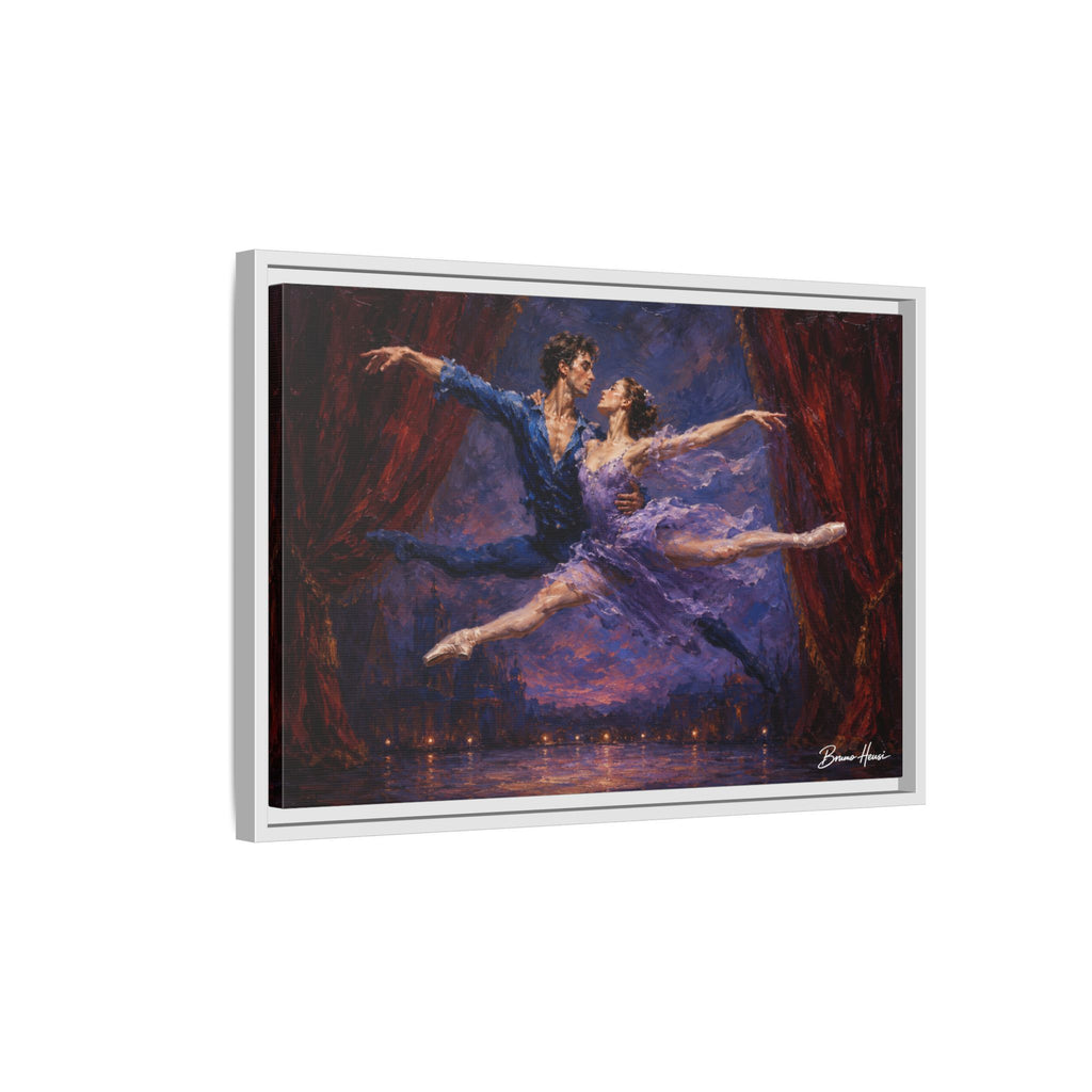 Framed Ballet Canvas Print — Romantic Dancing Couple Wall Art