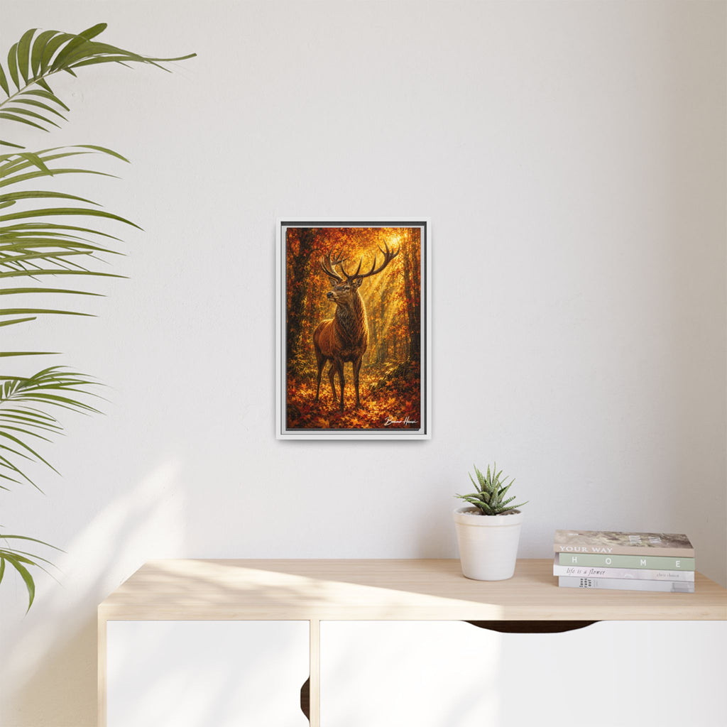 Majestic Stag Framed Canvas Wall Art — Autumn Forest Matte Print