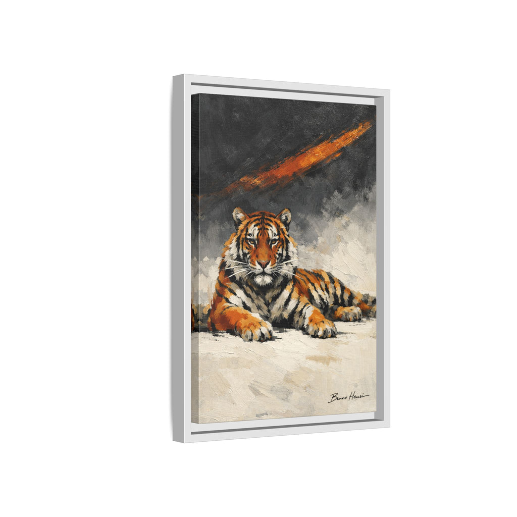 Framed Tiger Canvas Wall Art — Majestic Orange & Gray Matte Print