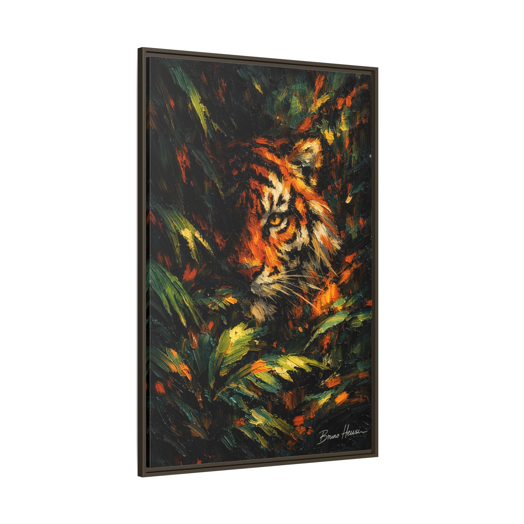 Framed Matte Canvas - Vibrant Tiger Jungle Print
