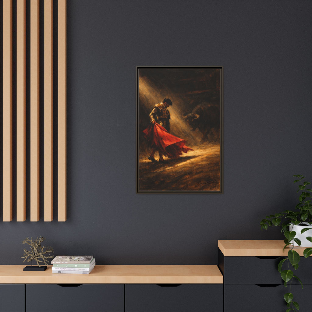 Matador Canvas Wall Art – Classic Spanish Bullfighting Scene Framed Print