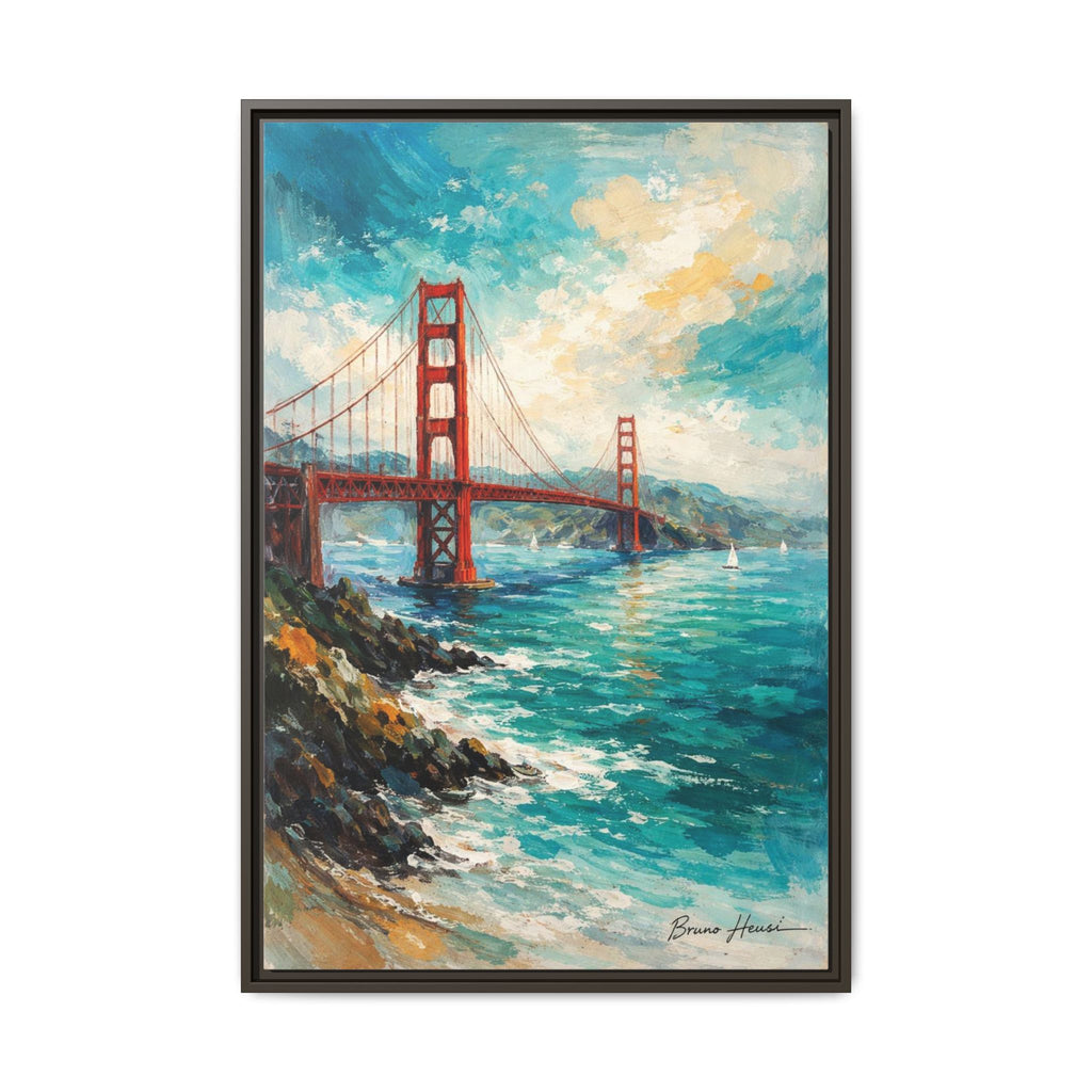 Golden Gate Bridge Seascape Matte Canvas Framed Wall Art