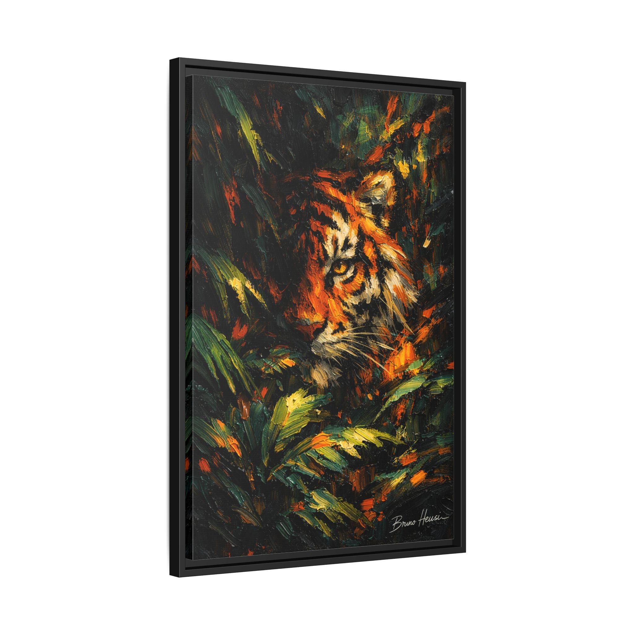 Framed Matte Canvas - Vibrant Tiger Jungle Print