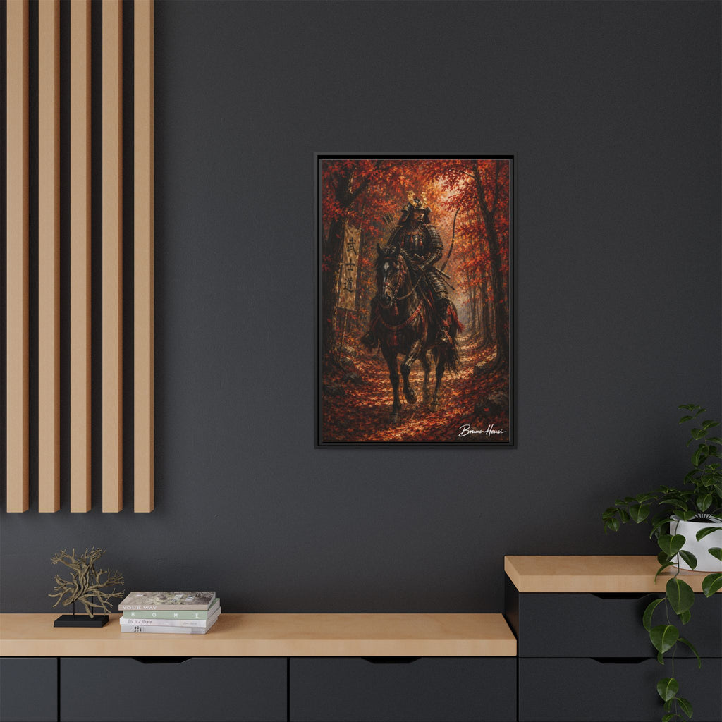 Samurai Warrior Canvas Print — Framed Matte Autumn Wall Art