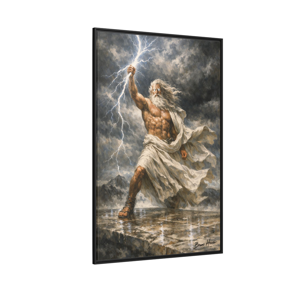 Framed Matte Canvas - Zeus Lightning God Wall Art