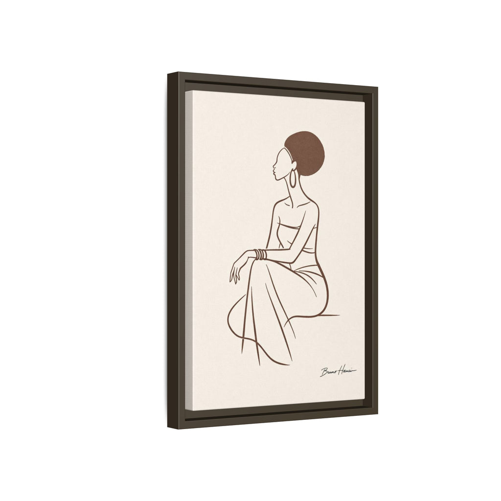 Elegant Minimalist Line Art Woman — Framed Matte Canvas Wall Art