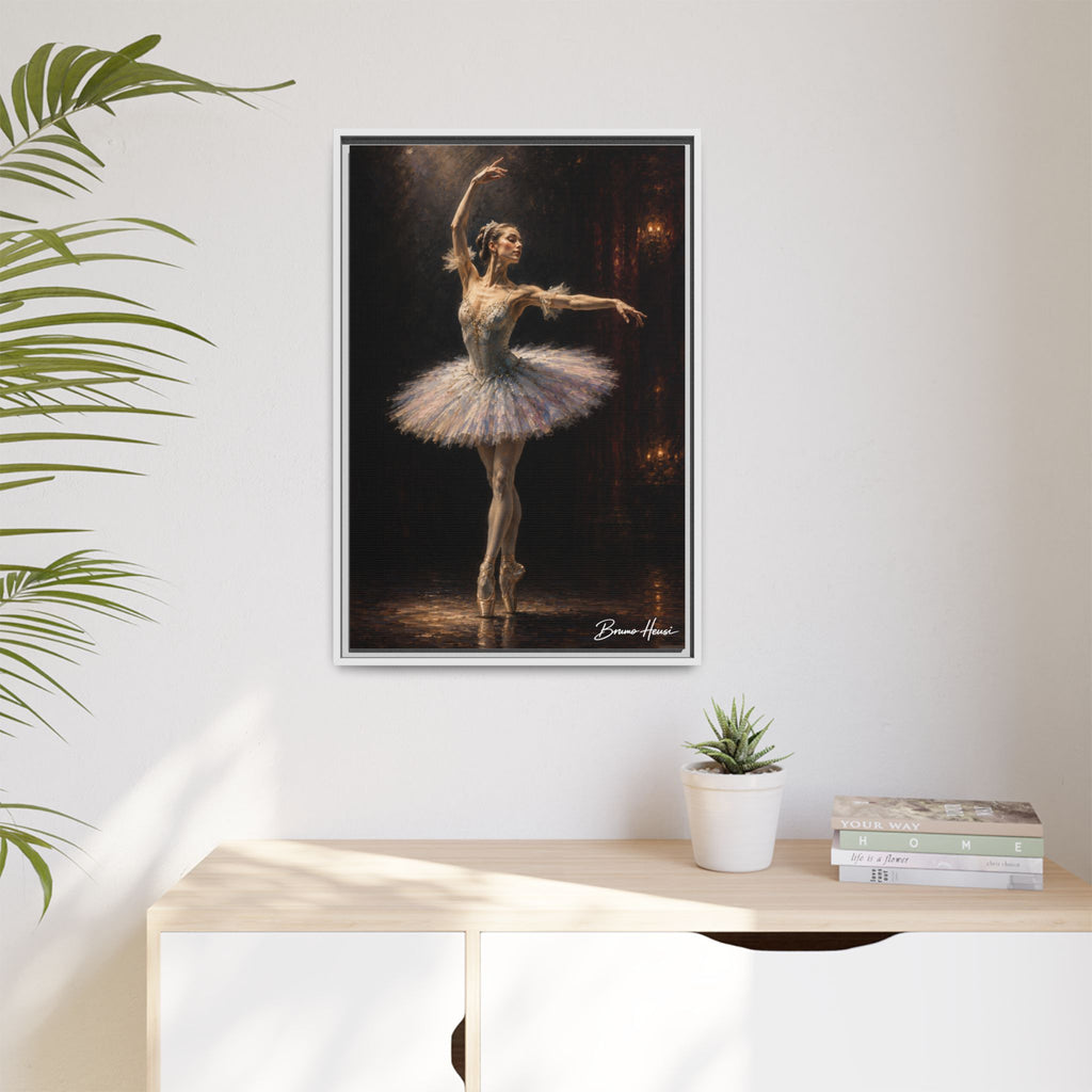 Framed Ballet Dancer Canvas Print — Elegant Ballerina Wall Art