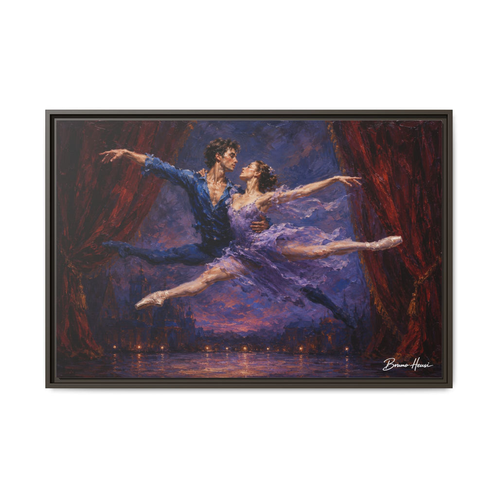 Framed Ballet Canvas Print — Romantic Dancing Couple Wall Art