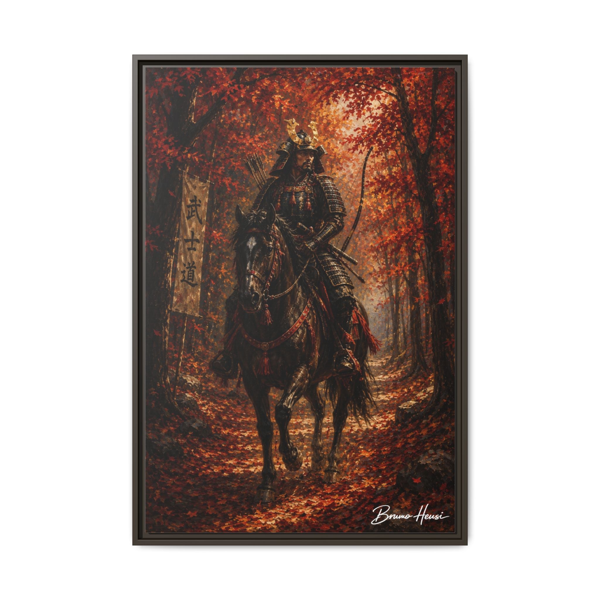 Samurai Warrior Canvas Print — Framed Matte Autumn Wall Art