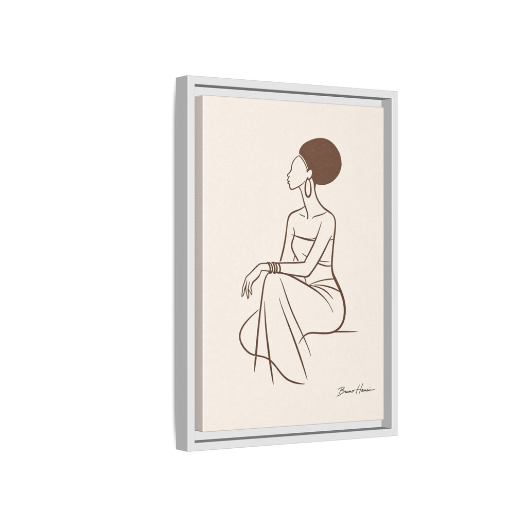 Elegant Minimalist Line Art Woman — Framed Matte Canvas Wall Art
