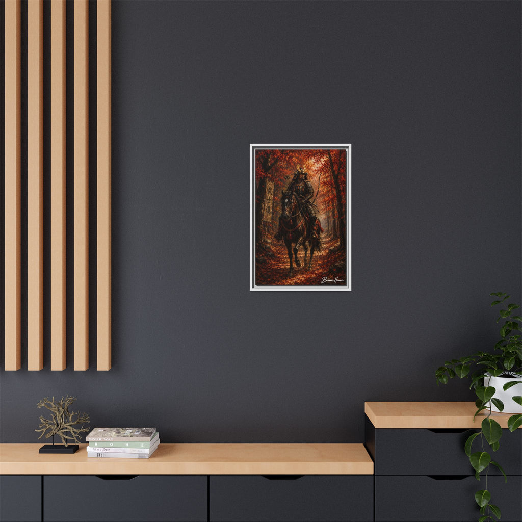 Samurai Warrior Canvas Print — Framed Matte Autumn Wall Art