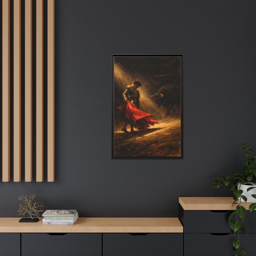 Matador Canvas Wall Art – Classic Spanish Bullfighting Scene Framed Print