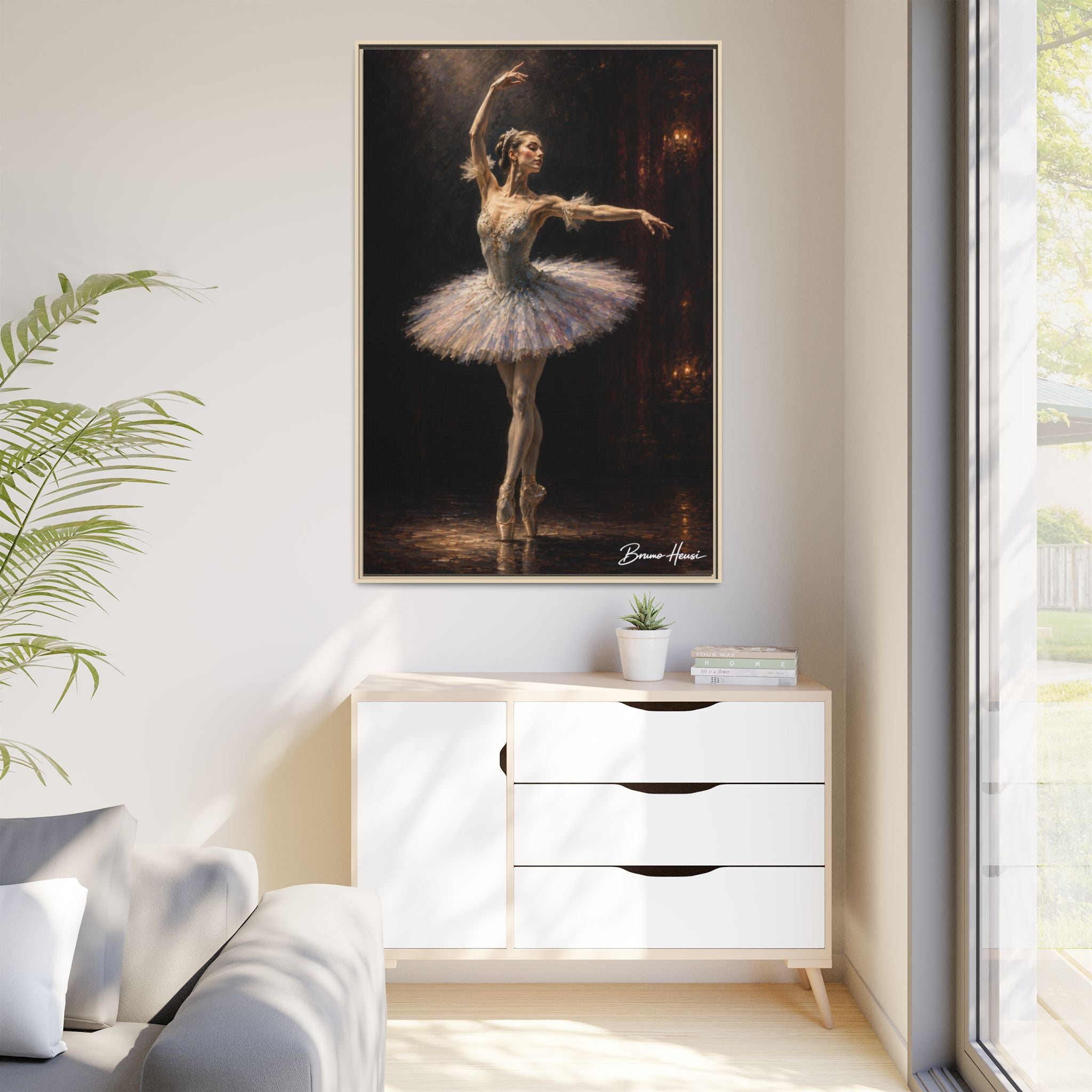 Framed Ballet Dancer Canvas Print — Elegant Ballerina Wall Art
