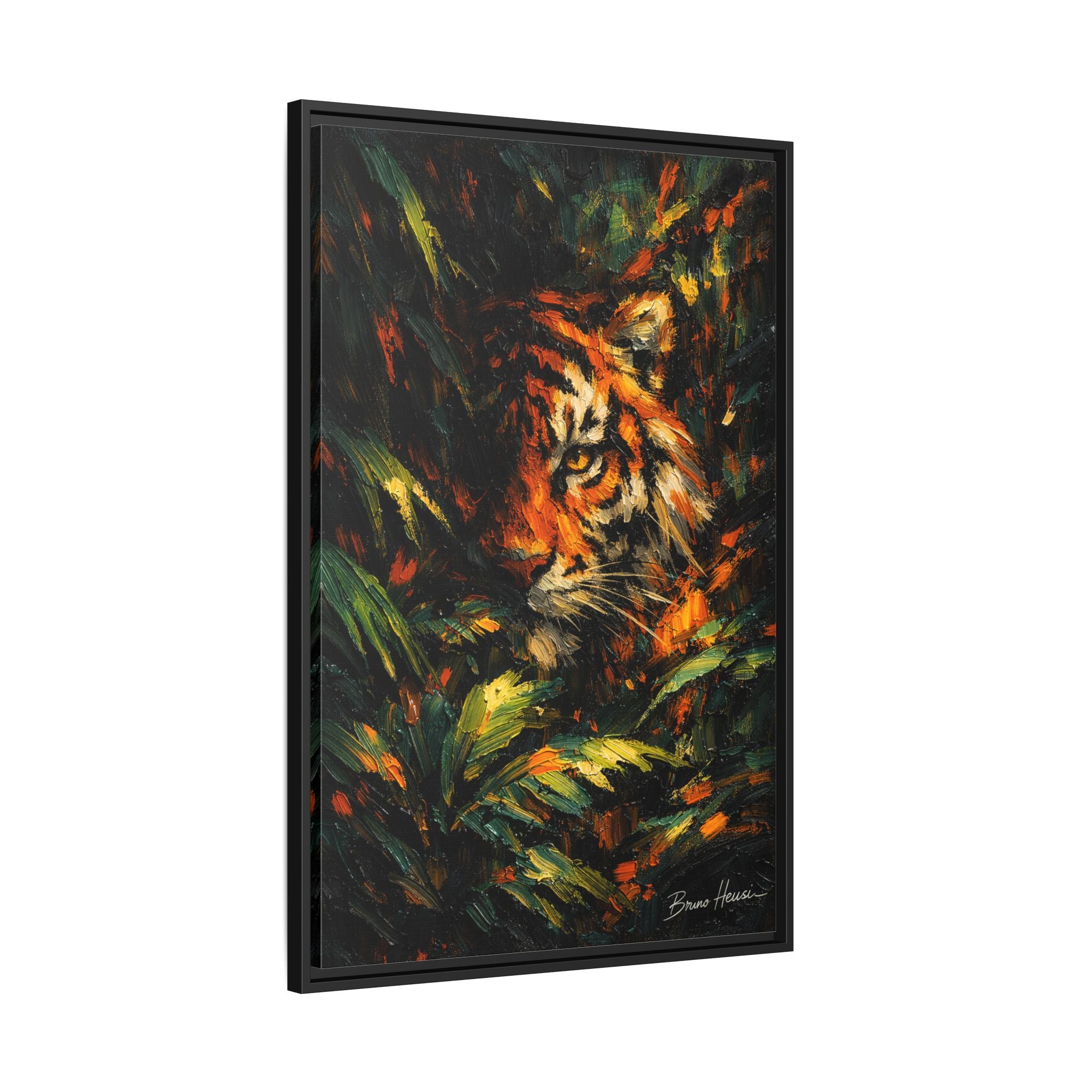 Framed Matte Canvas - Vibrant Tiger Jungle Print