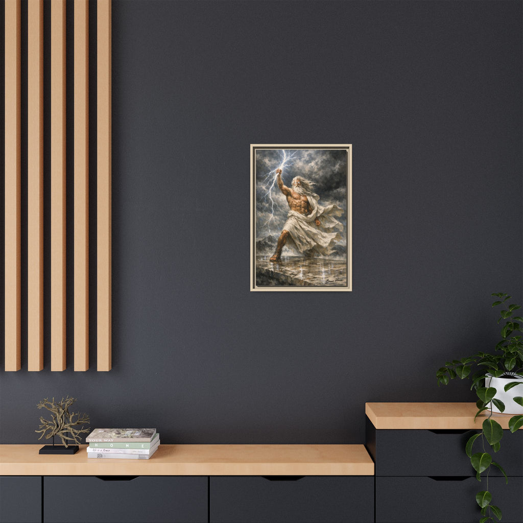 Framed Matte Canvas - Zeus Lightning God Wall Art