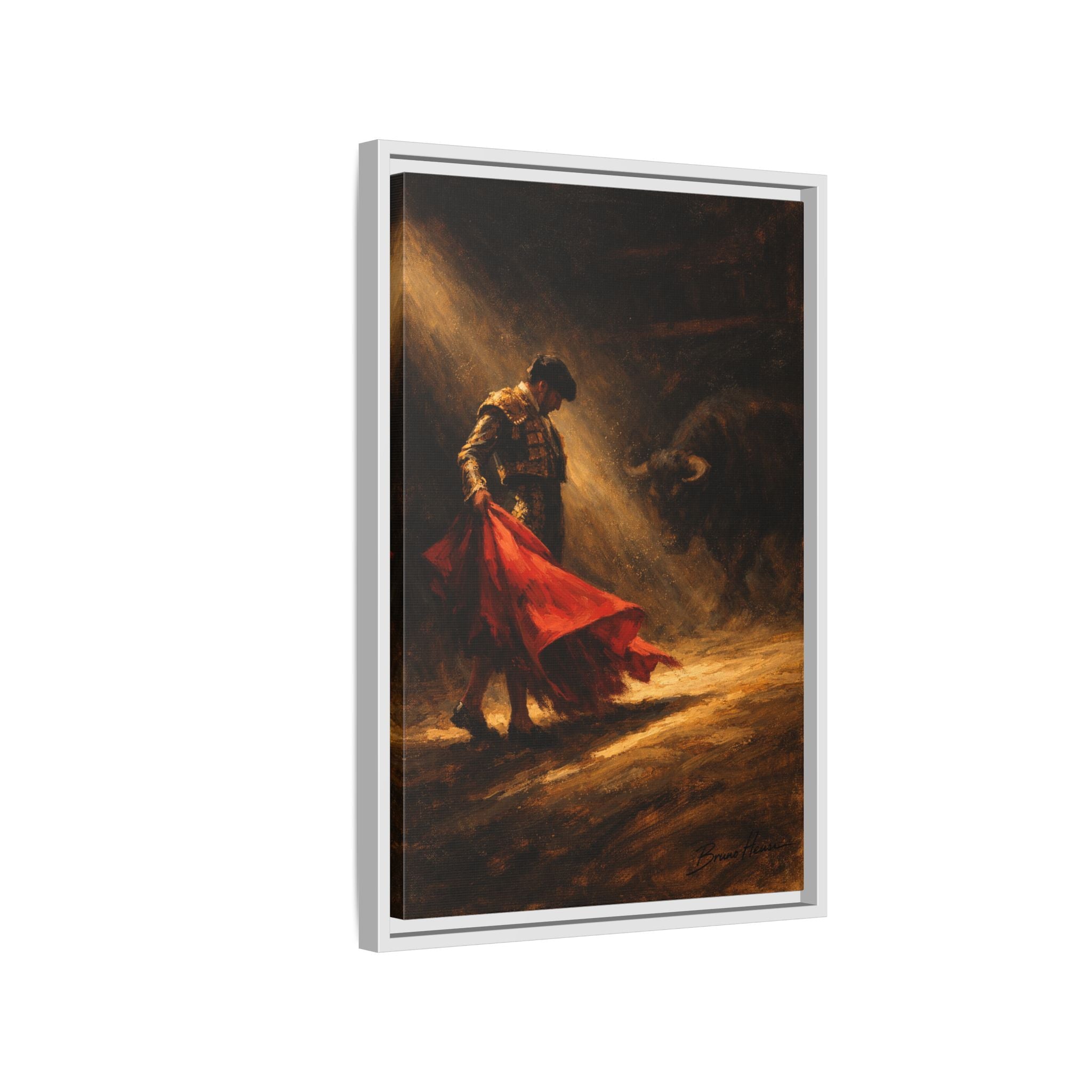 Matador Canvas Wall Art – Classic Spanish Bullfighting Scene Framed Print