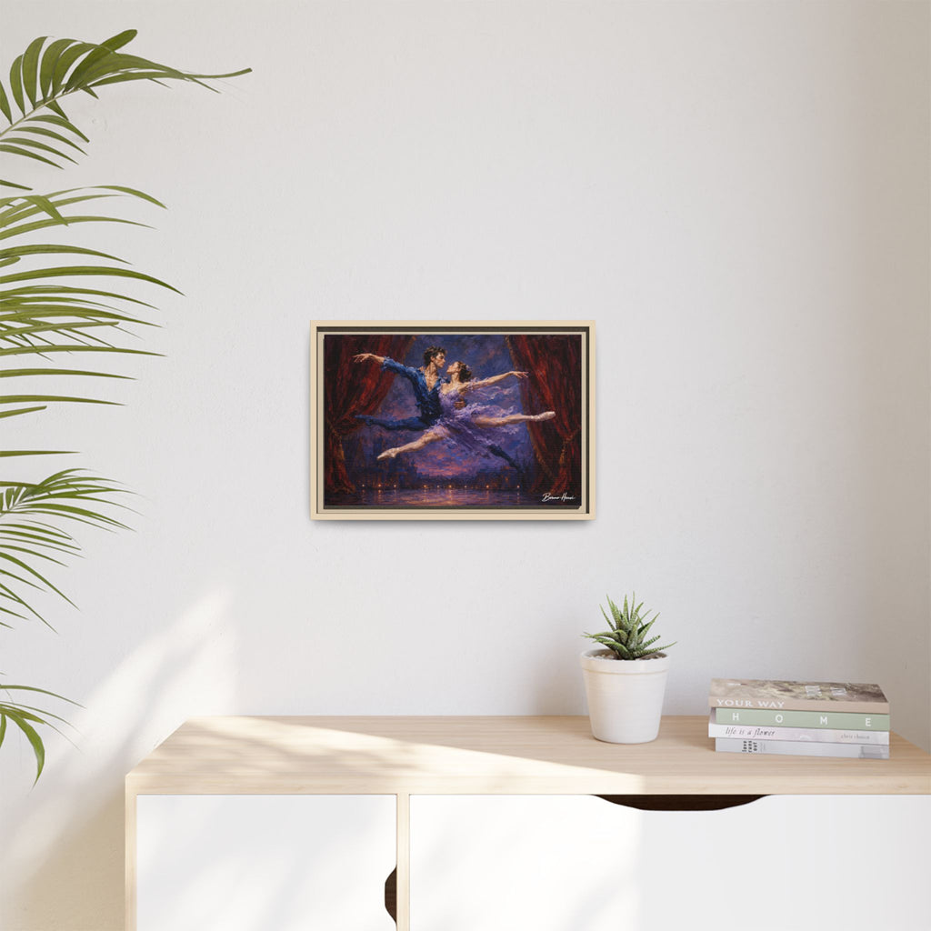Framed Ballet Canvas Print — Romantic Dancing Couple Wall Art